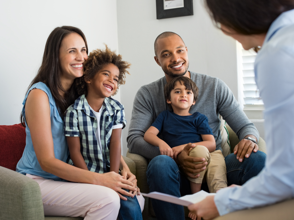 interracial family with counselor